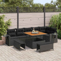 Gartensofa-set 9 pcs Schwarz Poly-Rattan