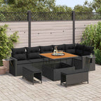 Gartensofa-set 9 pcs Schwarz Poly-Rattan