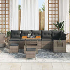 Gartensofa-set 9 pcs Grau Poly-Rattan