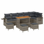 Gartensofa-set 10 pcs Grau Poly-Rattan