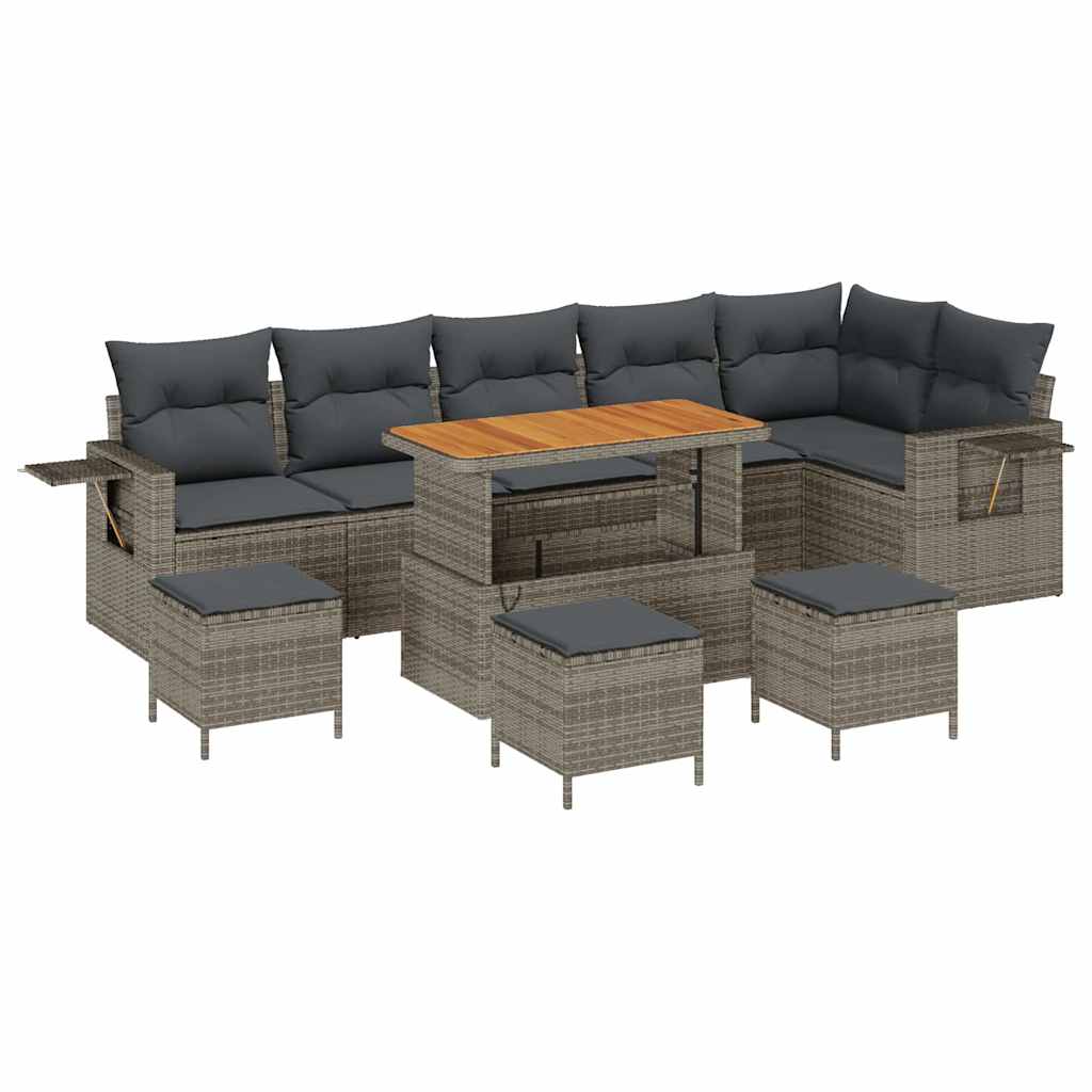Gartensofa-set 10 pcs Grau Poly-Rattan