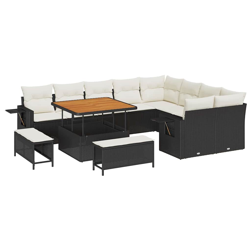 Gartensofa-set 12 pcs Schwarz Poly-Rattan