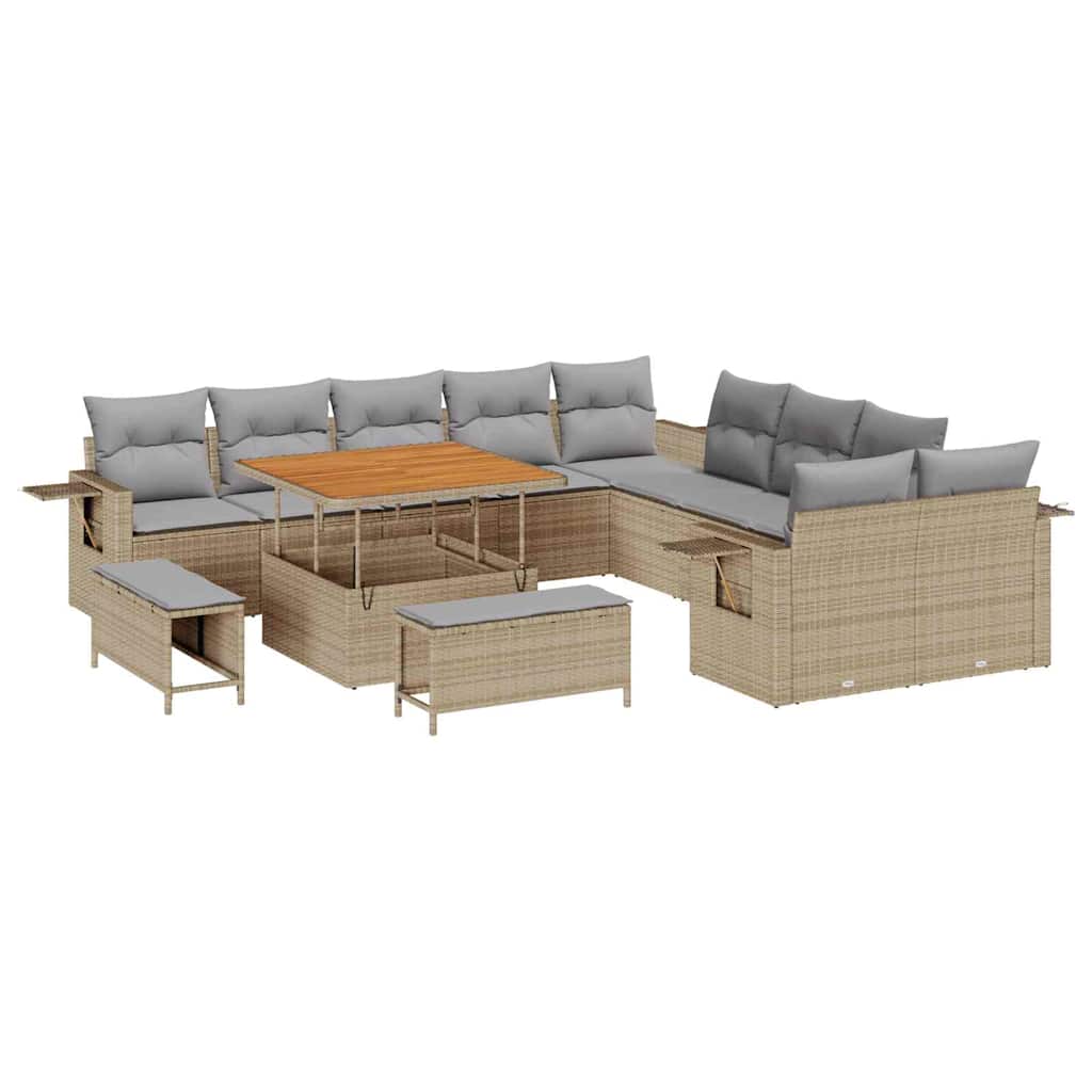 Gartensofa-set 13 pcs Beige Poly-Rattan