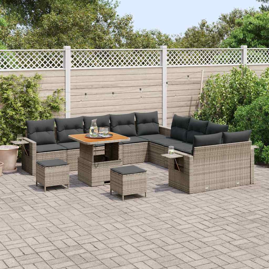 Gartensofa-set 13 pcs Grau Poly-Rattan