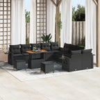 Gartensofa-set 13 pcs Schwarz Poly-Rattan