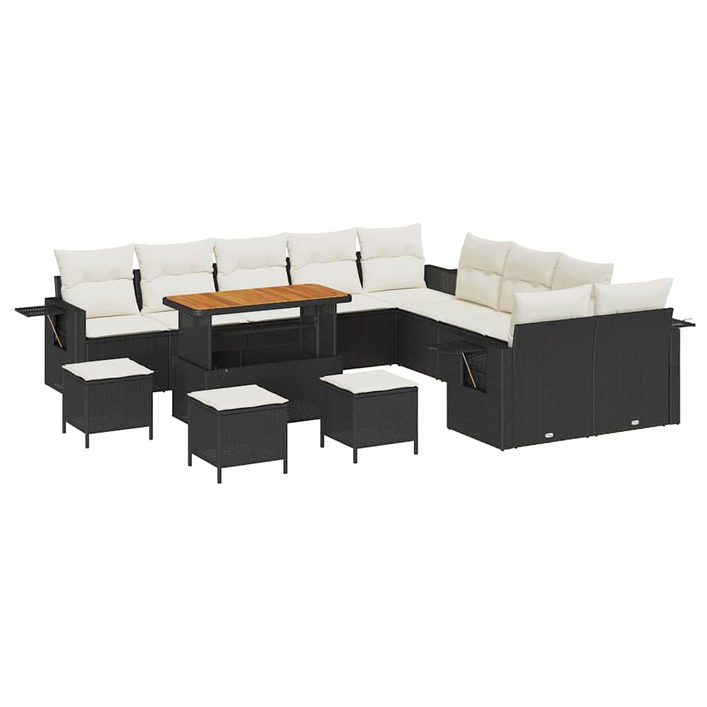 Gartensofa-set 14 pcs Schwarz Poly-Rattan