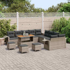 Gartensofa-set 14 pcs Grau Poly-Rattan