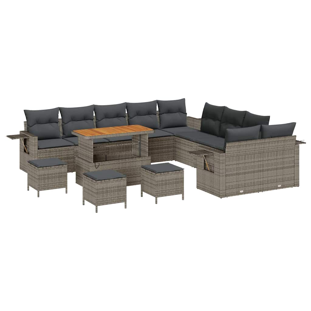 Gartensofa-set 14 pcs Grau Poly-Rattan
