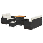 Gartensofa-set 8 pcs Schwarz Poly-Rattan
