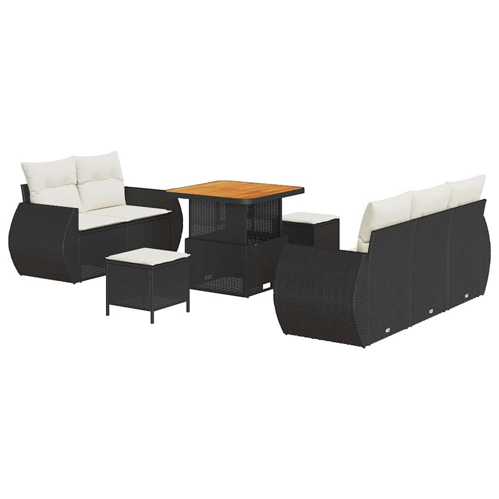 Gartensofa-set 8 pcs Schwarz Poly-Rattan