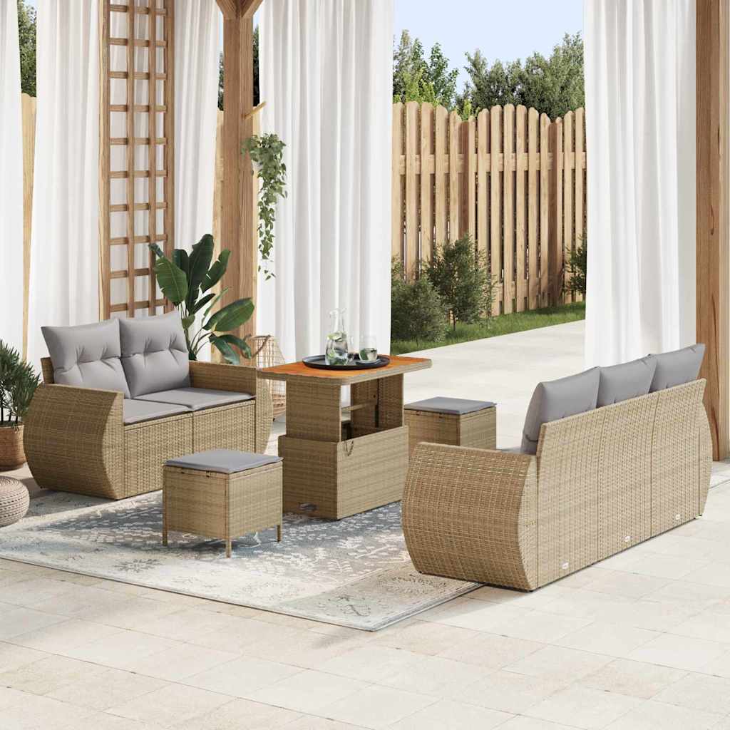 Gartensofa-set 8 pcs Beige Poly-Rattan