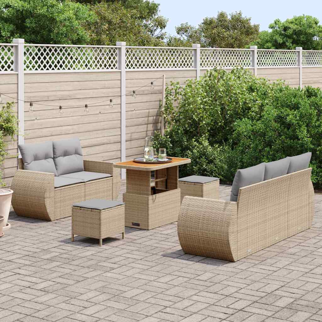 Gartensofa-set 8 pcs Beige Poly-Rattan