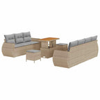Gartensofa-set mit Kissen mit Speicher 10 pcs Beige Poly-Rattan