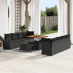 Gartensofa-set mit Kissen 11 pcs Schwarz Poly-Rattan