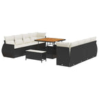 Gartensofa-set mit Kissen 11 pcs Schwarz Poly-Rattan
