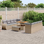 Gartensofa-set mit Kissen mit Speicher 11 pcs Beige Poly-Rattan