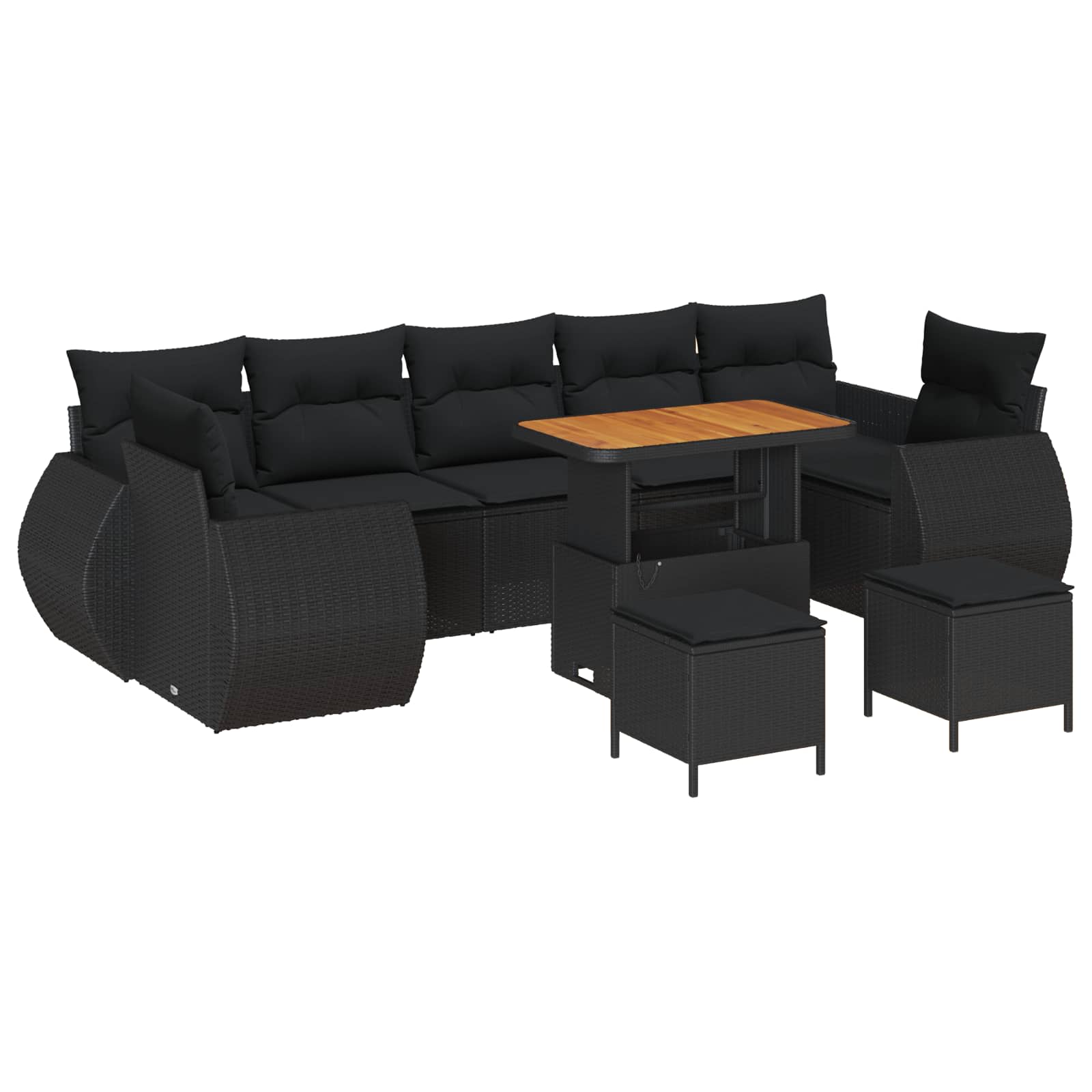 Gartensofa-set 10 pcs Schwarz Poly-Rattan