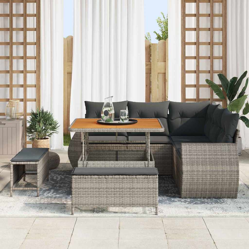 Gartensofa-set 8 pcs Grau Poly-Rattan