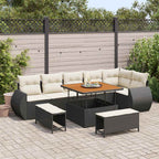 Gartensofa-set 9 pcs Schwarz Poly-Rattan