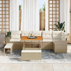 Gartensofa-set 9 pcs Beige Poly-Rattan
