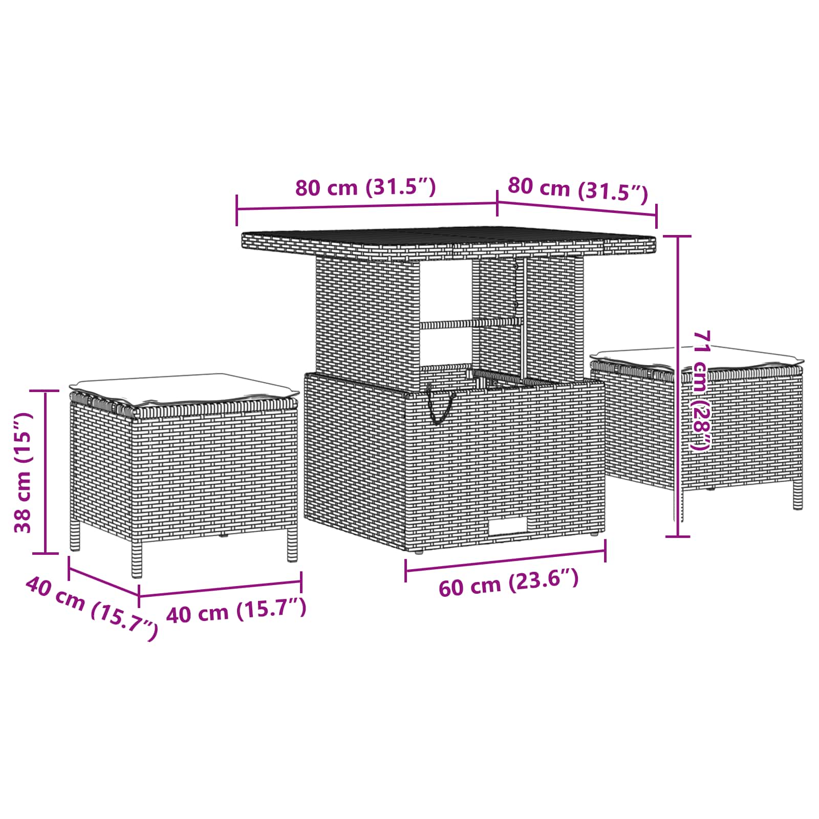 Gartensofa-set 9 pcs Schwarz Poly-Rattan