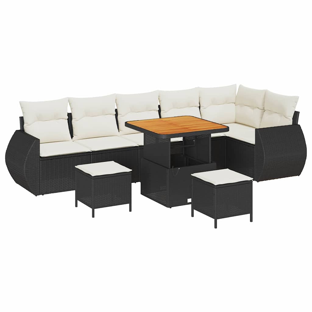 Gartensofa-set 9 pcs Schwarz Poly-Rattan