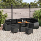 Gartensofa-set 9 pcs Schwarz Poly-Rattan