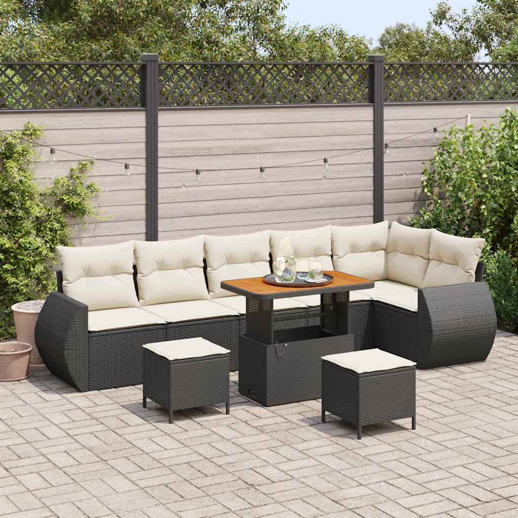 Gartensofa-set 9 pcs Schwarz Poly-Rattan
