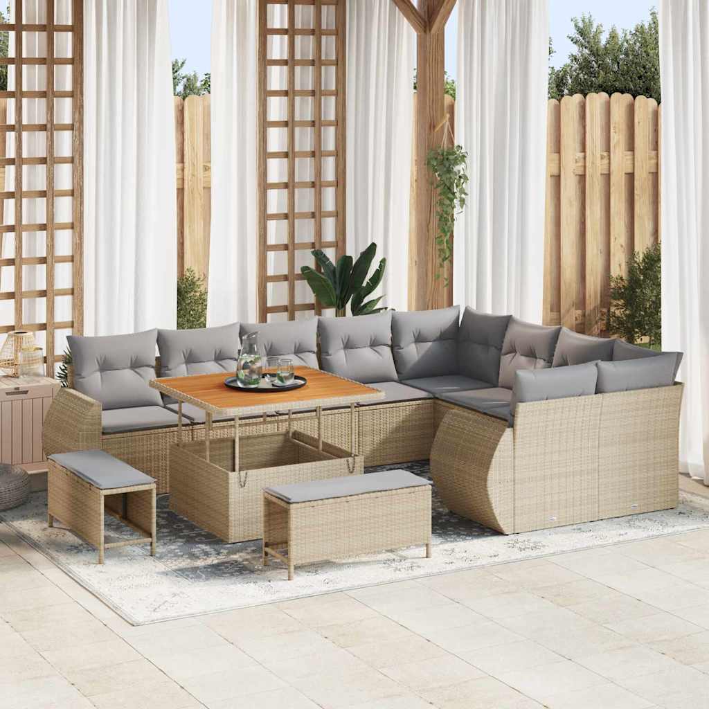 Gartensofa-set 12 pcs Beige Poly-Rattan