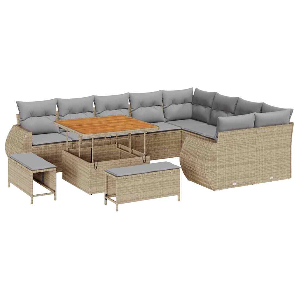 Gartensofa-set 12 pcs Beige Poly-Rattan
