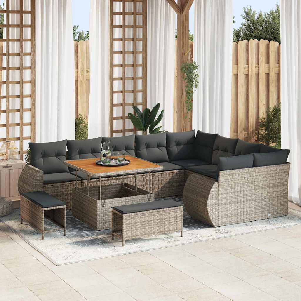 Gartensofa-set 12 pcs Grau Poly-Rattan