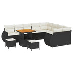 Gartensofa-set 12 pcs Schwarz Poly-Rattan