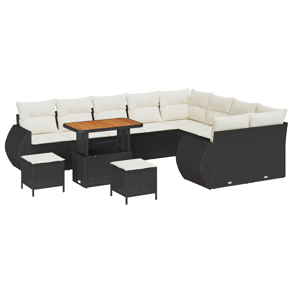 Gartensofa-set 12 pcs Schwarz Poly-Rattan