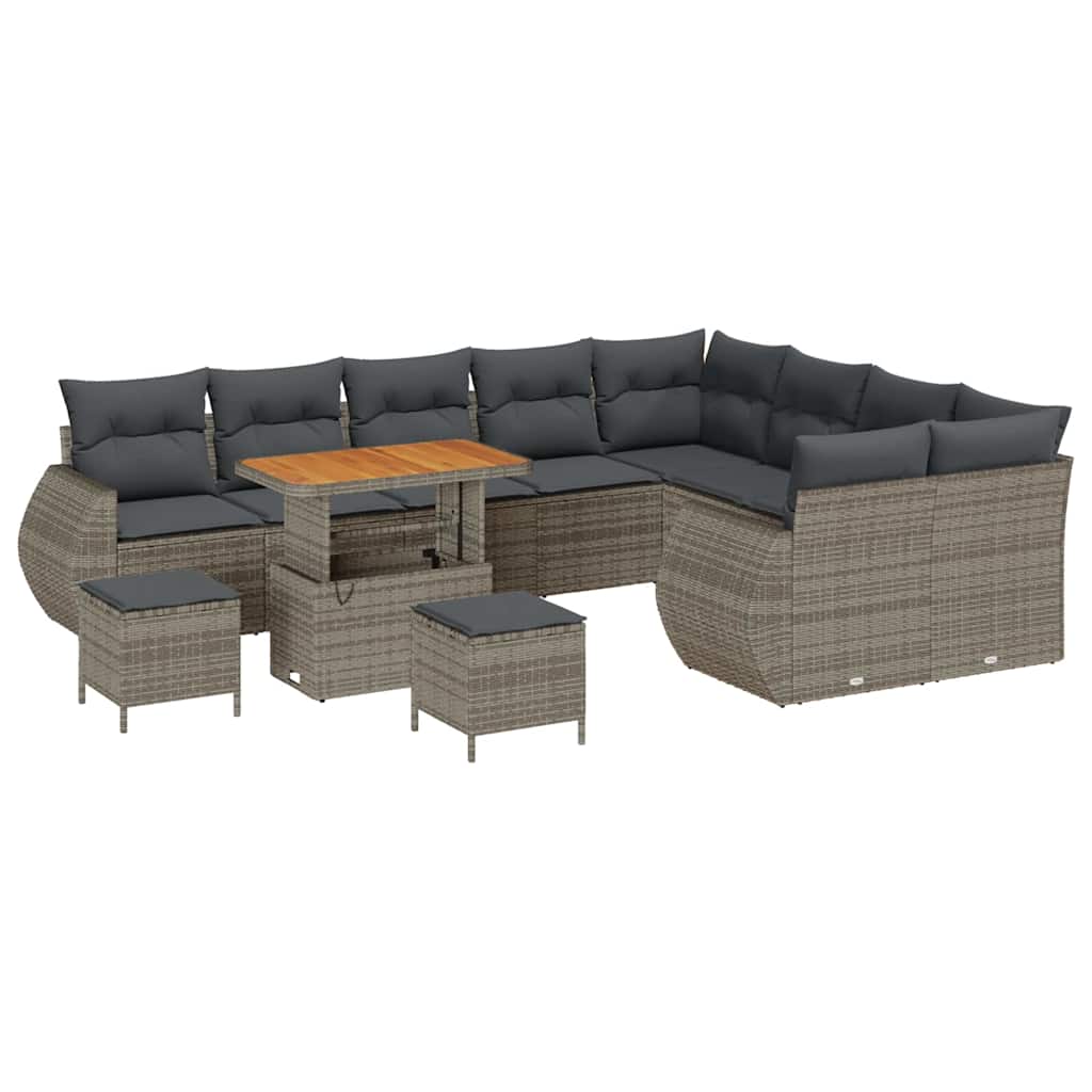 Gartensofa-set 12 pcs Grau Poly-Rattan