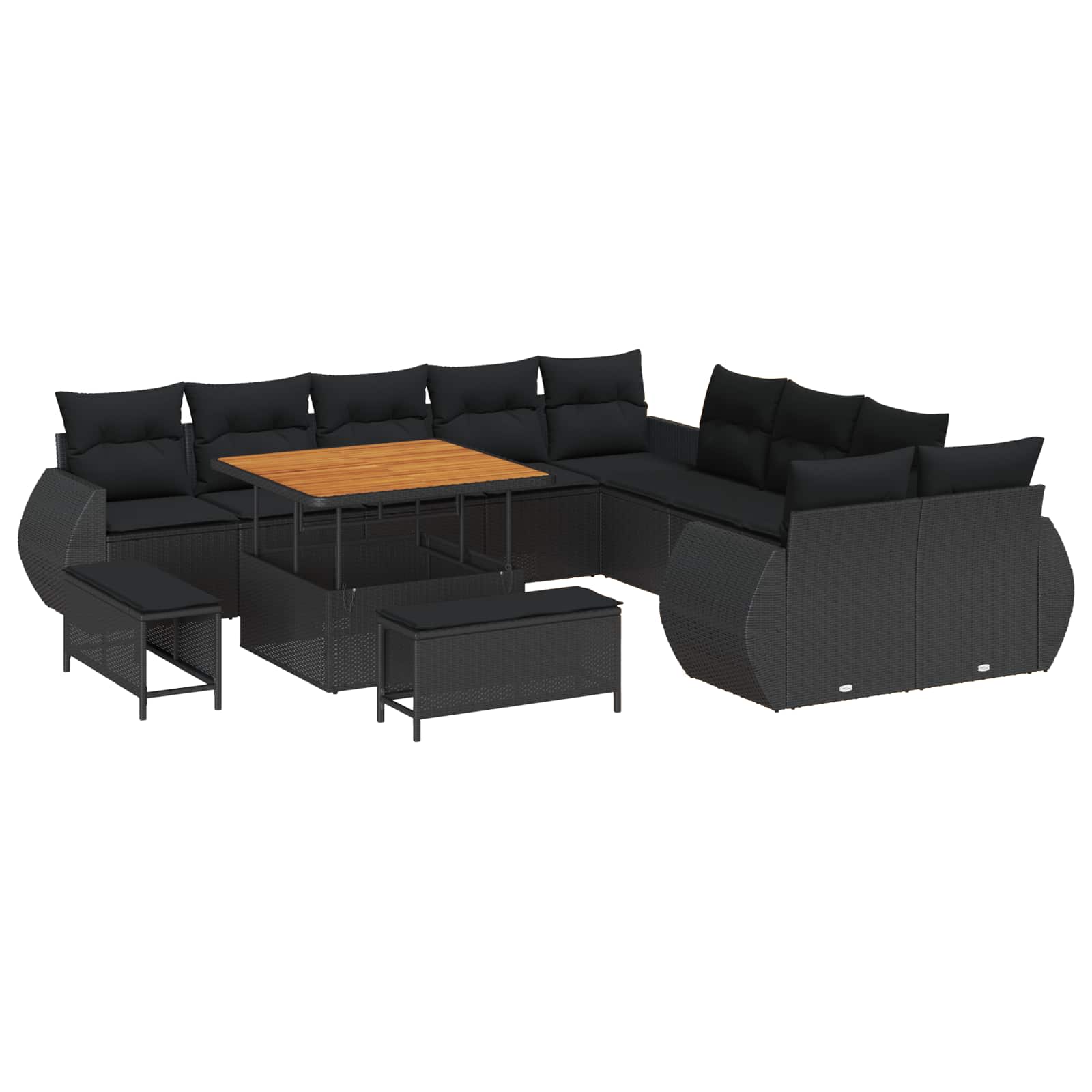 Gartensofa-set 13 pcs Schwarz Poly-Rattan