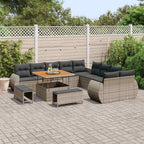 Gartensofa-set 13 pcs Grau Poly-Rattan