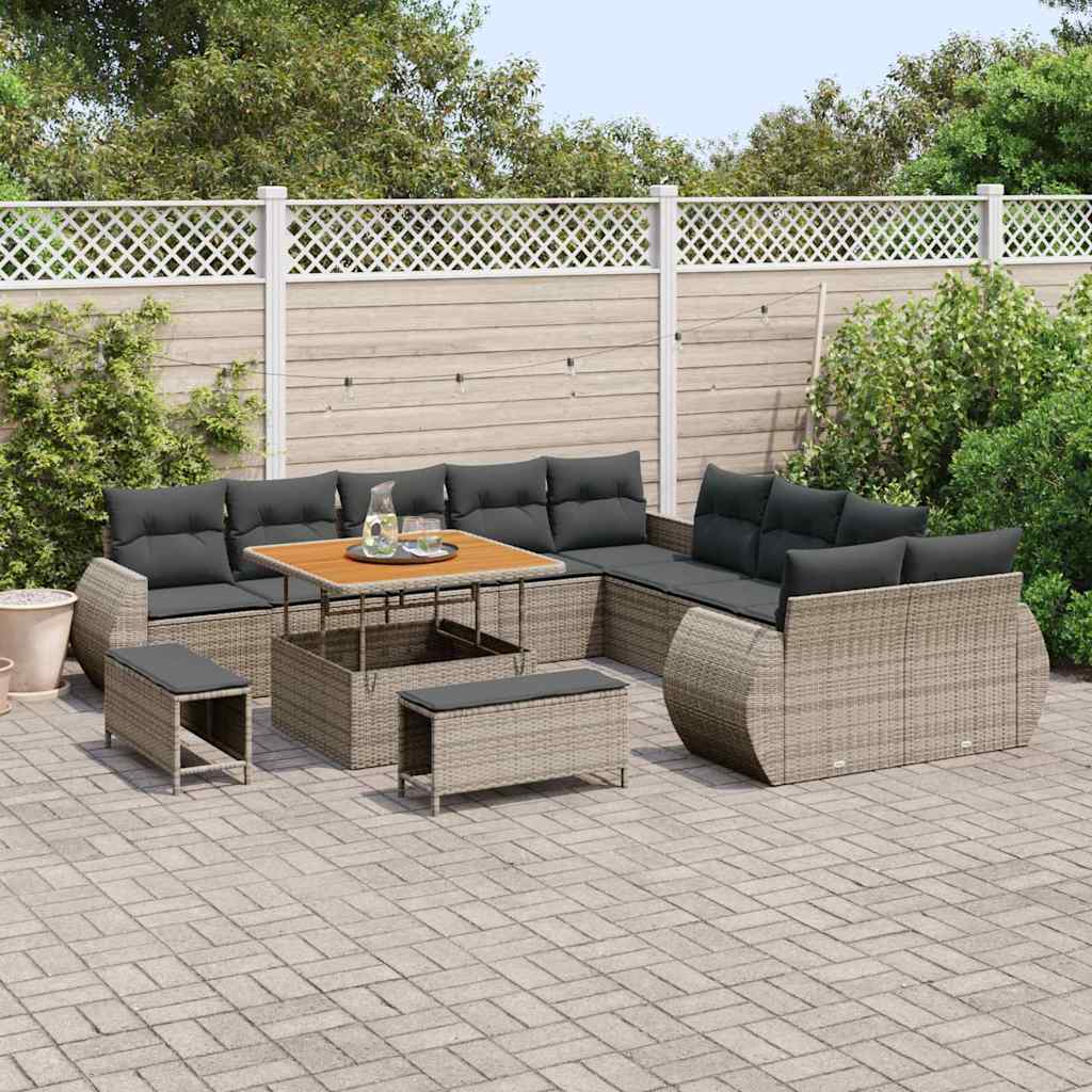 Gartensofa-set 13 pcs Grau Poly-Rattan