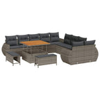 Gartensofa-set 13 pcs Grau Poly-Rattan
