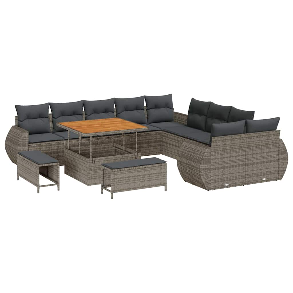 Gartensofa-set 13 pcs Grau Poly-Rattan