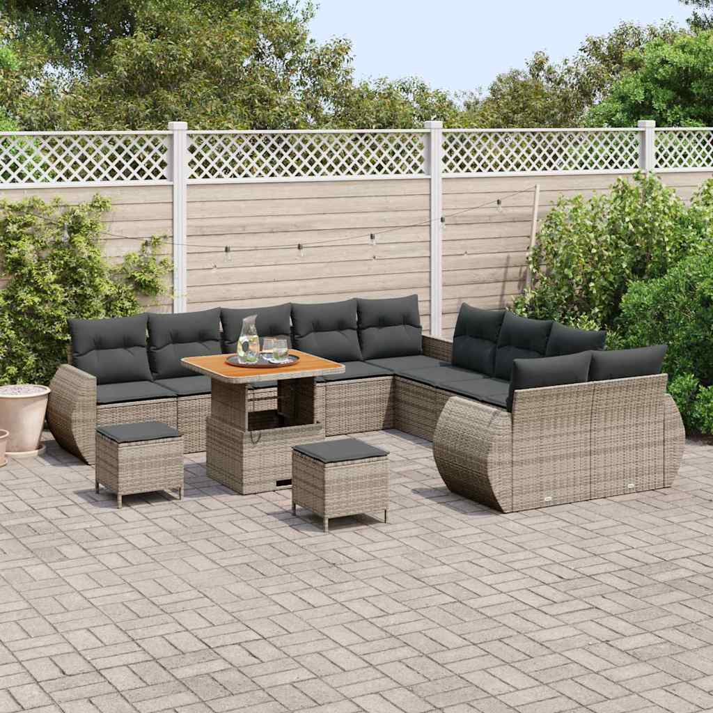 Gartensofa-set 13 pcs Grau Poly-Rattan