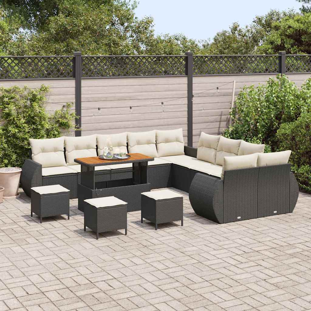 Gartensofa-set 14 pcs Schwarz Poly-Rattan