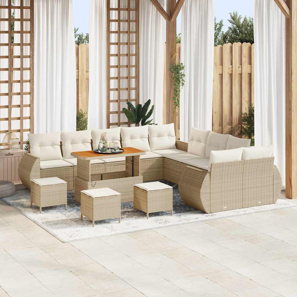 Gartensofa-set 14 pcs Beige Poly-Rattan