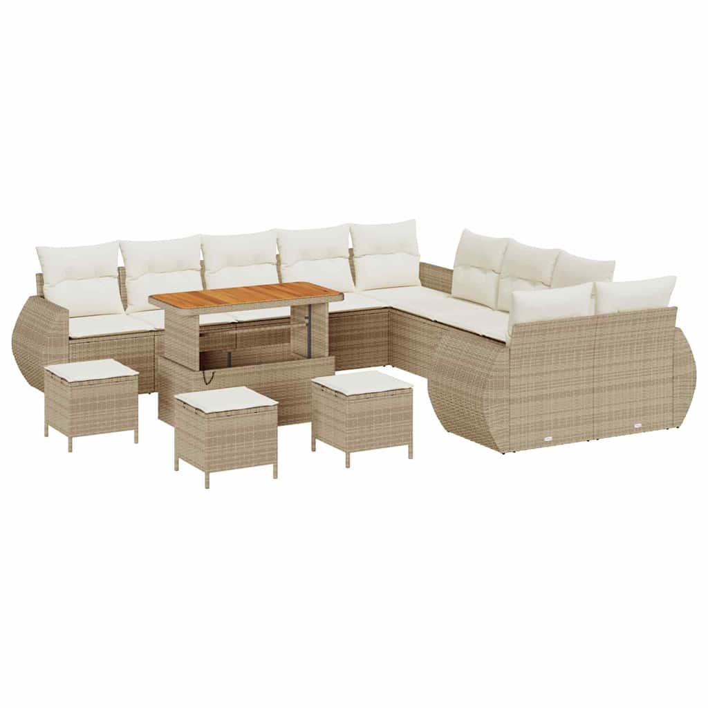 Gartensofa-set 14 pcs Beige Poly-Rattan