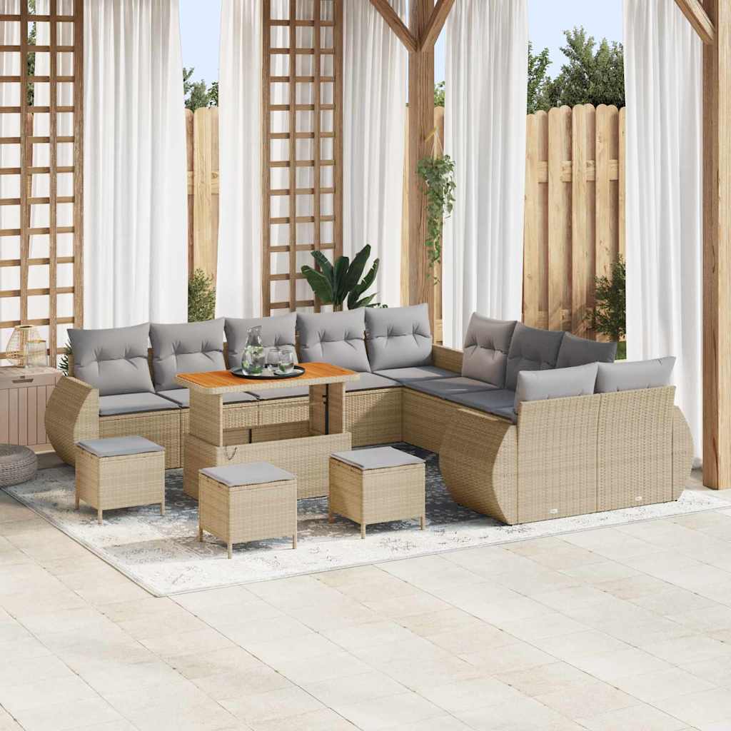 Gartensofa-set 14 pcs Beige Poly-Rattan