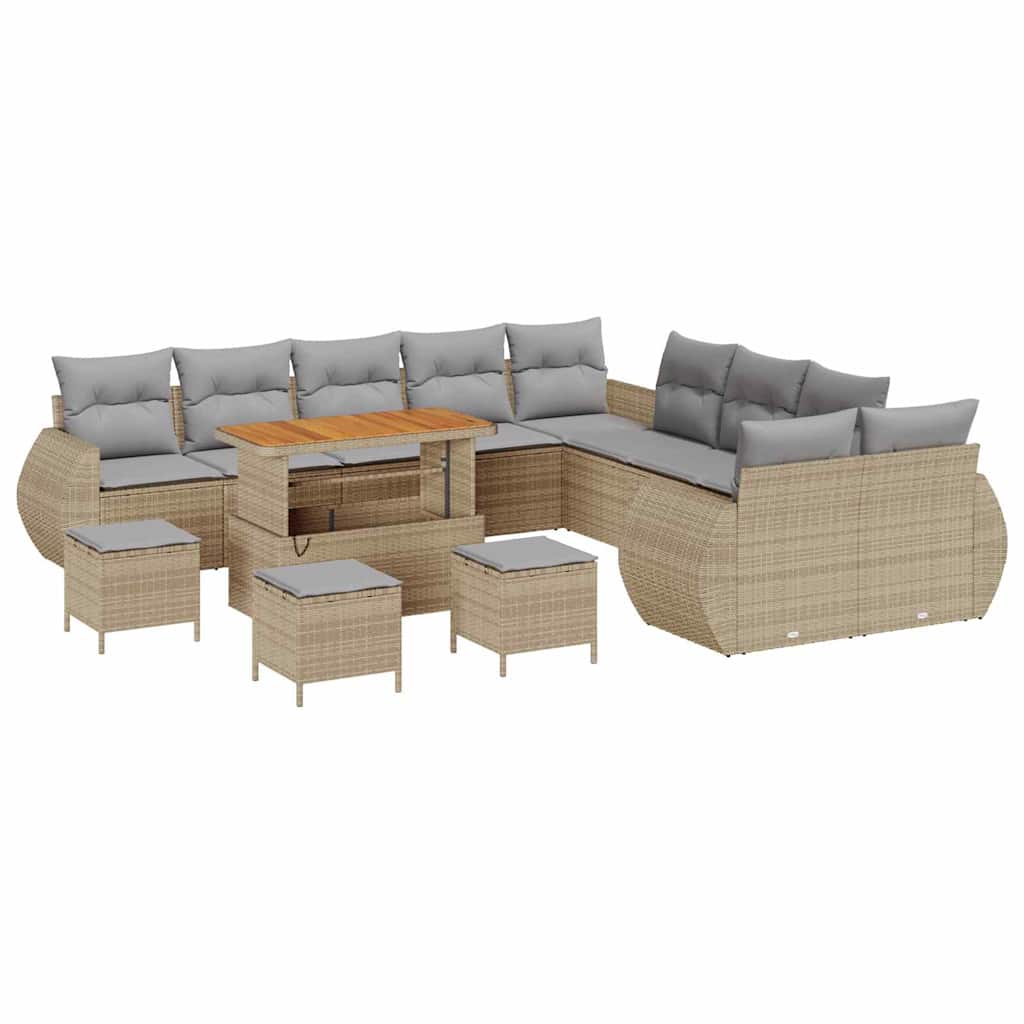 Gartensofa-set 14 pcs Beige Poly-Rattan