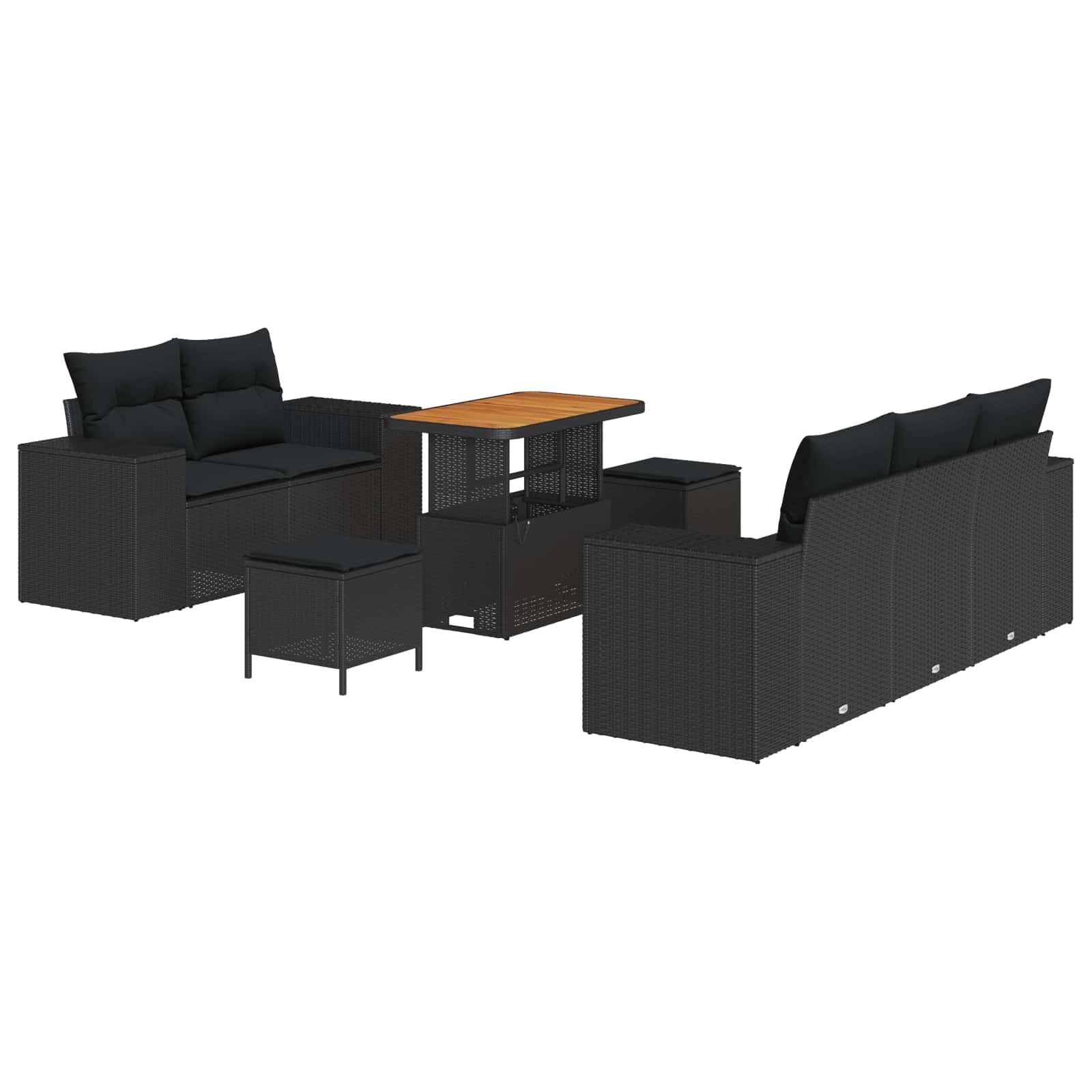 Gartensofa-set 8 pcs Schwarz Poly-Rattan