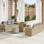 Gartensofa-set mit Kissen 9 pcs Beige Poly Rattan