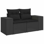 Gartensofa-set mit Kissen 9 pcs Schwarz Poly Rattan