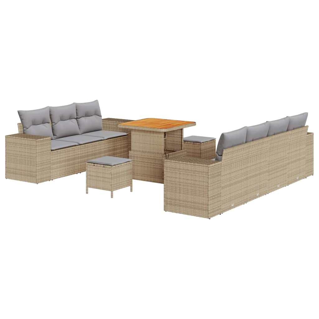 Garten-Sofa-Set 10 pcs Beige Poly-Rattan