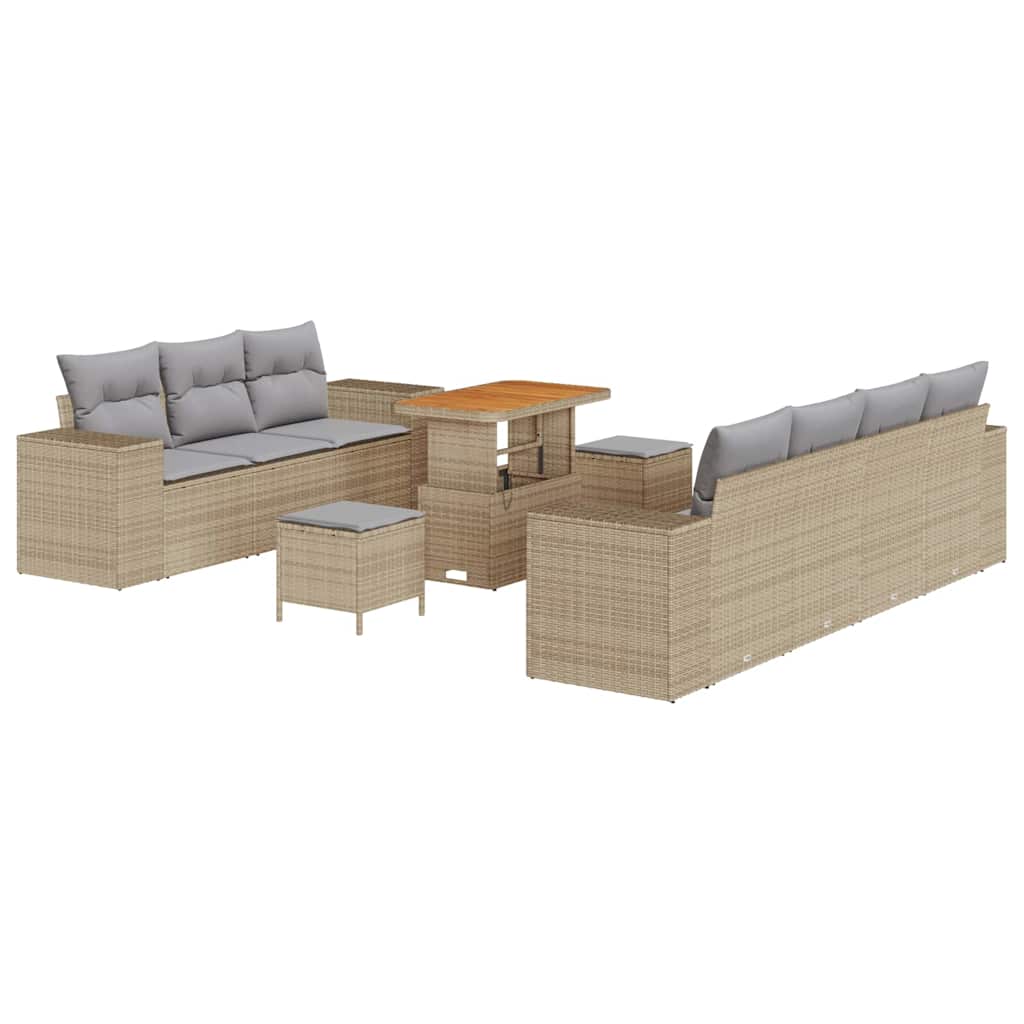 Garten-Sofa-Set 10 pcs Beige Poly-Rattan